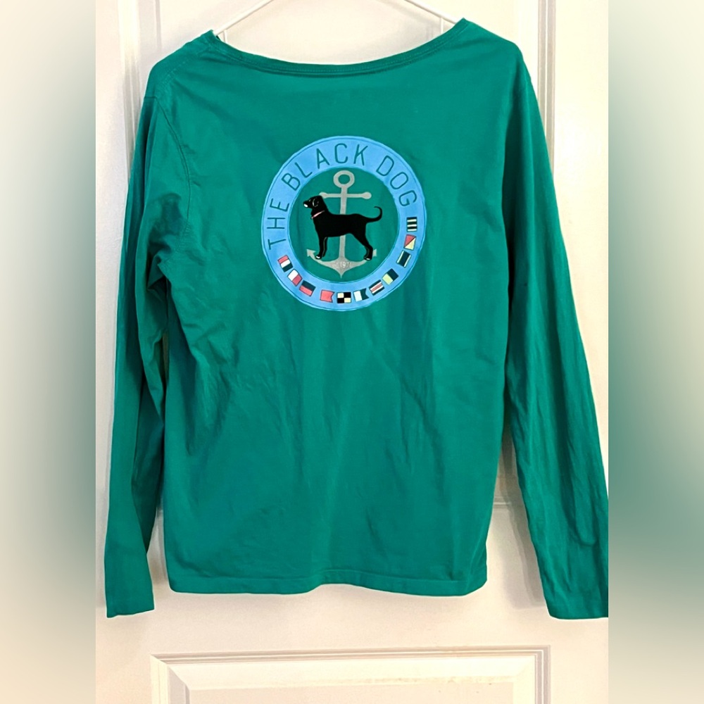 Rare Martha’s Vineyard BLACK DOG Sailing Flags Tee Shirt Emerald Green M